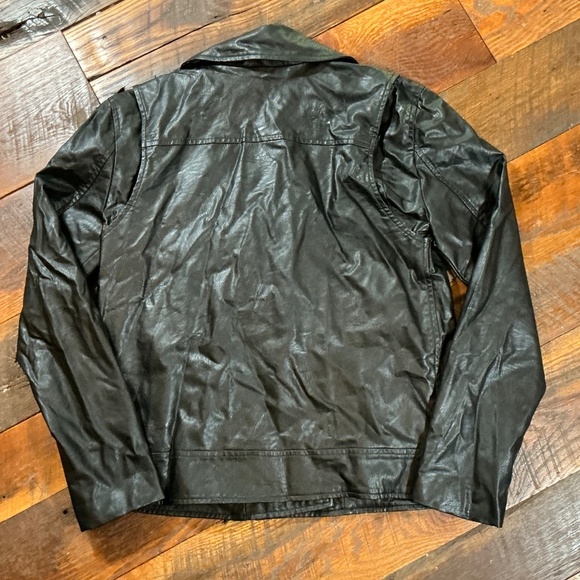 Elizabeth and James Faux Leather Moto Jacket Black Silver Zip Size Small - Picture 3 of 4